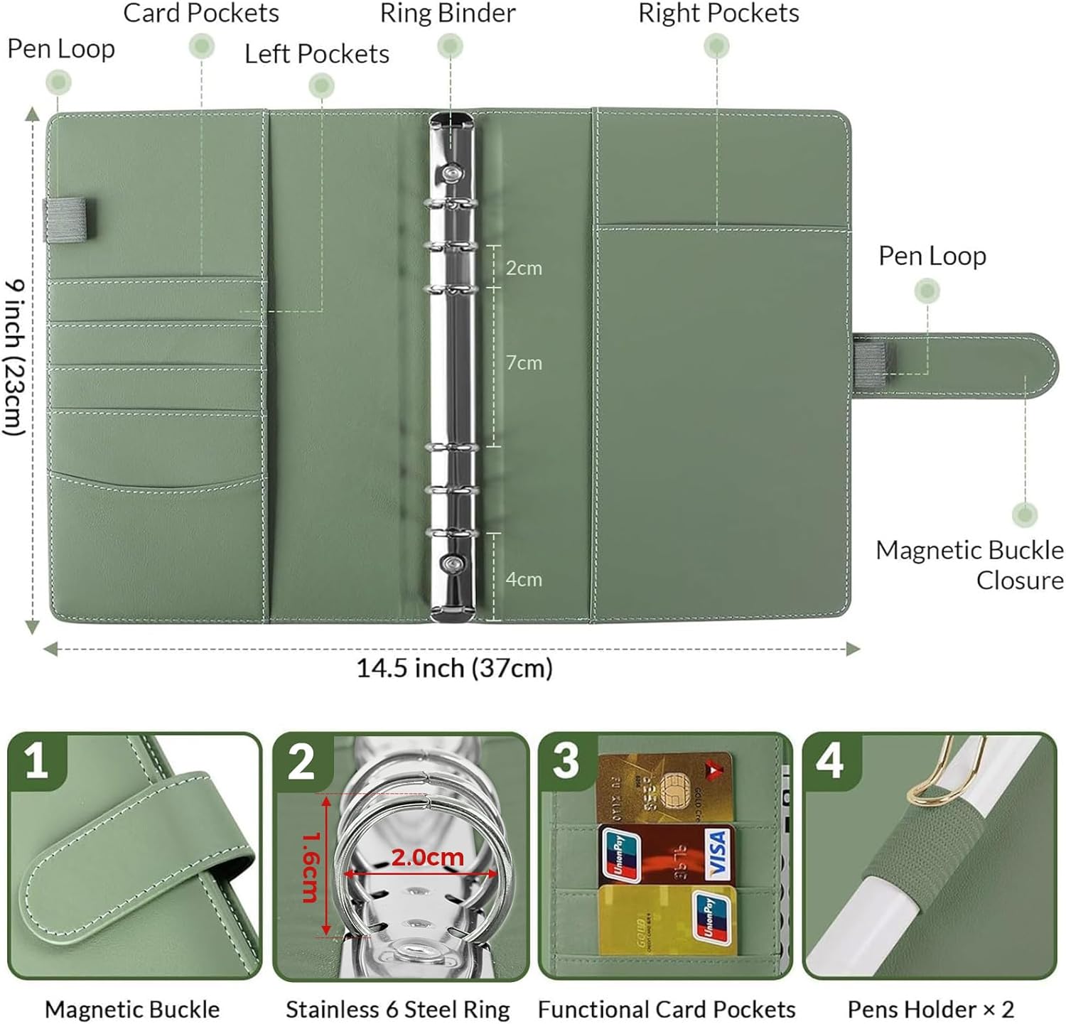 A5 Leren Planner Binder – Ringband Organiser met Pockets A5 Leren Planner Binder – Ringband Organiser met Pockets - Afbeelding 2