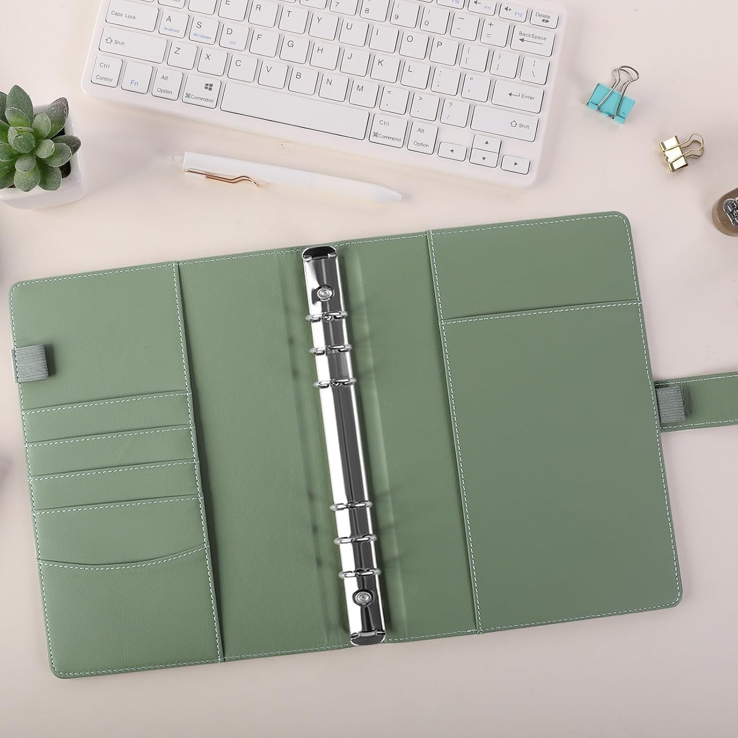 A5 Leren Planner Binder – Ringband Organiser met Pockets A5 Leren Planner Binder – Ringband Organiser met Pockets - Afbeelding 4