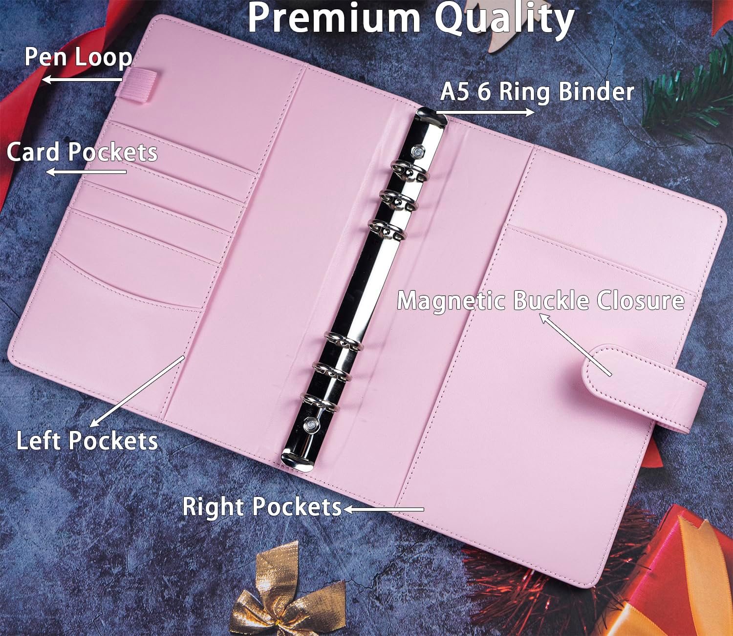 A5 Planner Binder PU-Leer – 6-Rings Map met Magneetsluiting A5 Planner Binder PU-Leer – 6-Rings Map met Magneetsluiting - Afbeelding 3