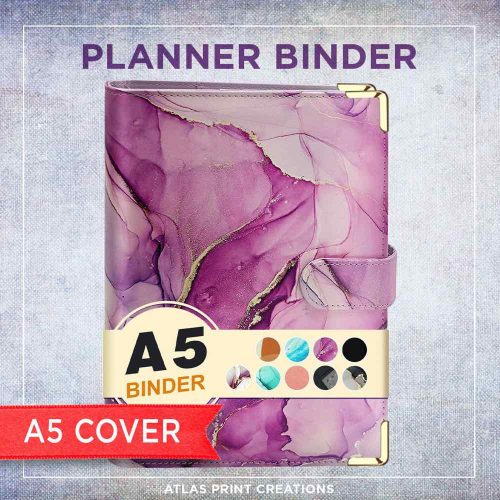 A5-Personal Organizer Notebook Binder (Marble Purple)