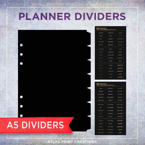 A5-Black Dividers for 6 Ring Binder